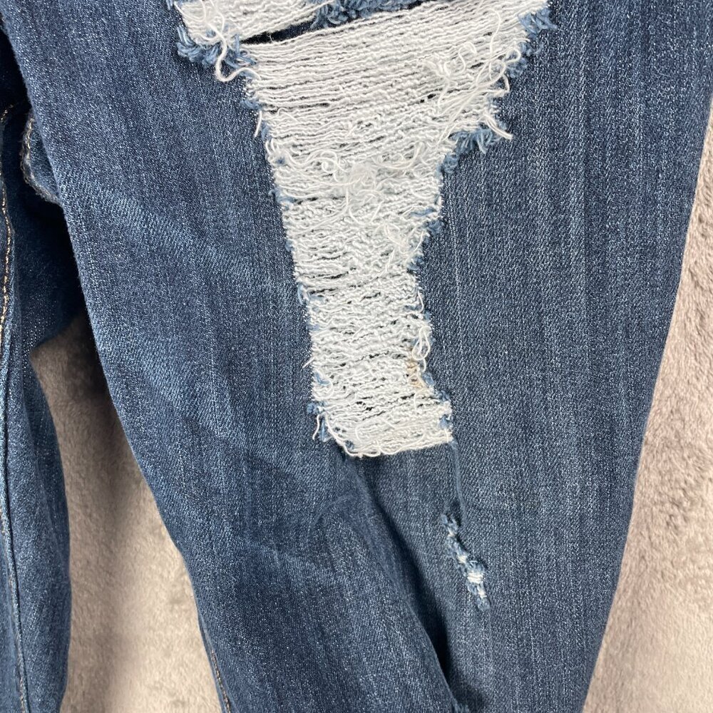 Jennifer Lopez Boyfriend Jeans Womens 14 Medium Wash Distressed Y2K Grunge Retro - Picture 8 of 8